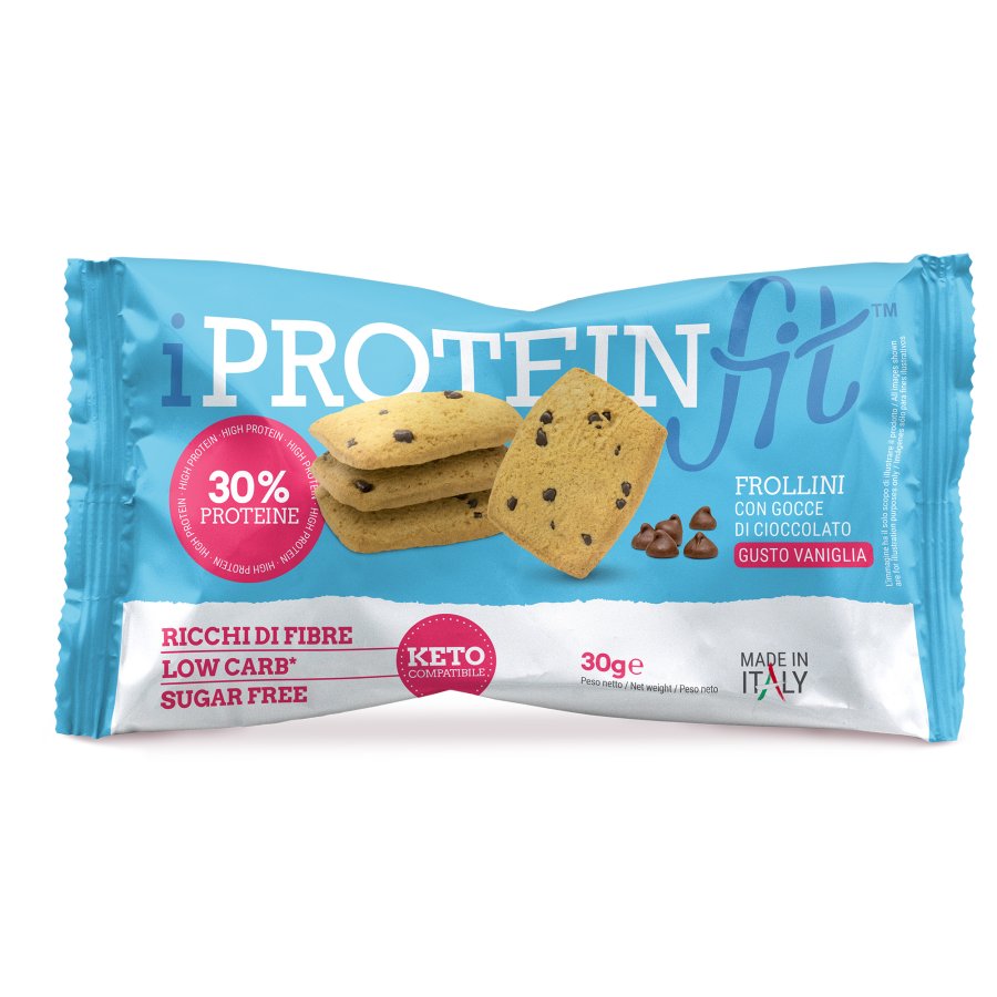 Iproteinfit Frollini Vaniglia con Gocce di Cioccolato, 30 g